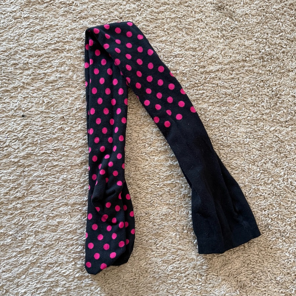 Girls Gymboree Polka Dot Tights Size 10 - 12 Navy Blue / Pink
